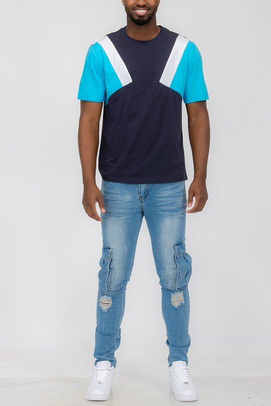 Color Block Short Sleeve Tshirt - Blu Lotus Boutique