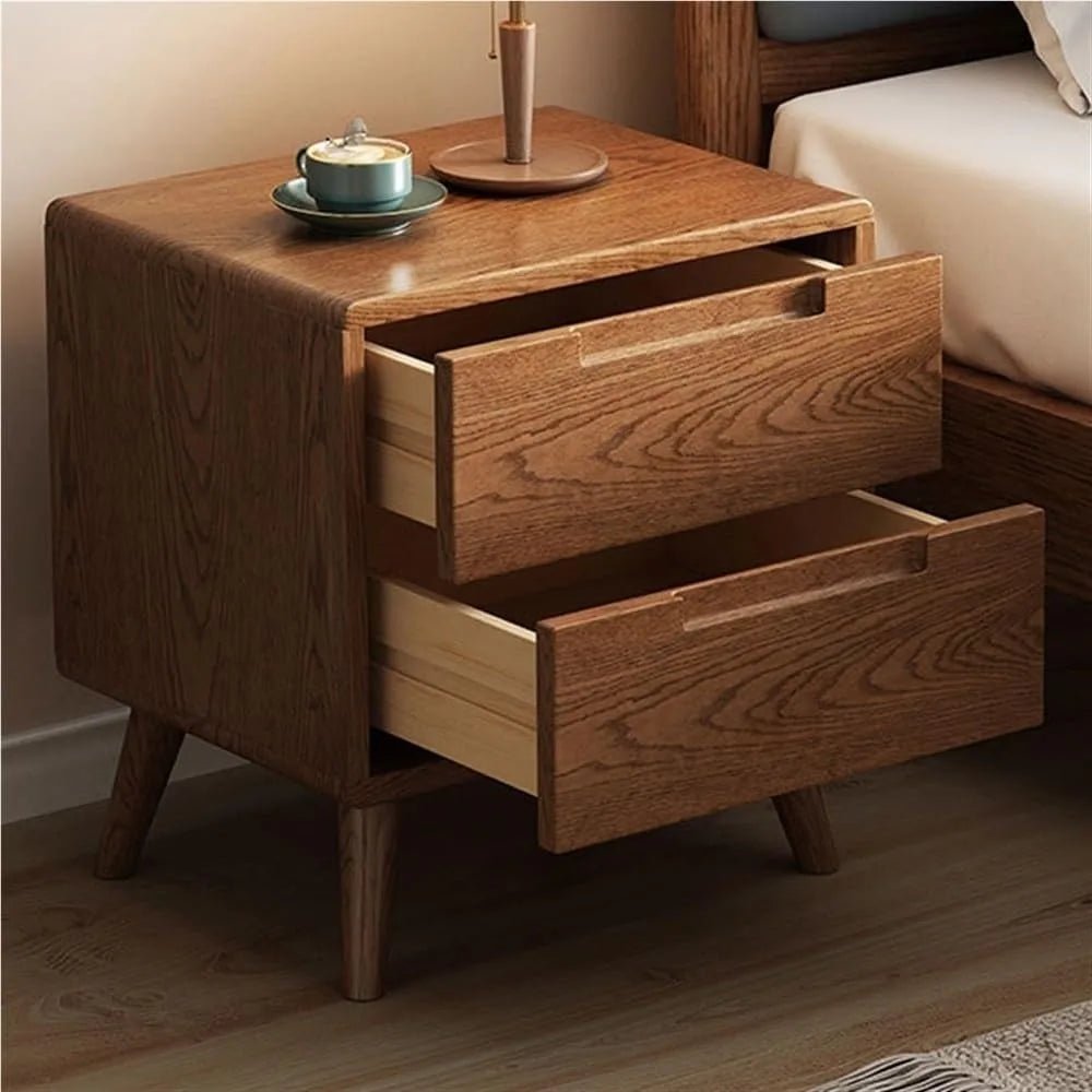Contemporary 2 - Drawer Wooden Nightstand for Bedroom and Compact Spaces - Blu Lotus Boutique