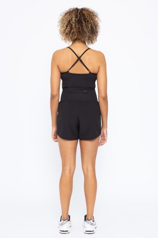 Cross Back Active Romper - Blu Lotus Boutique