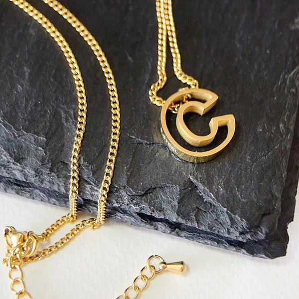 Cutout Initial Letter Personalized Necklace - Blu Lotus Boutique