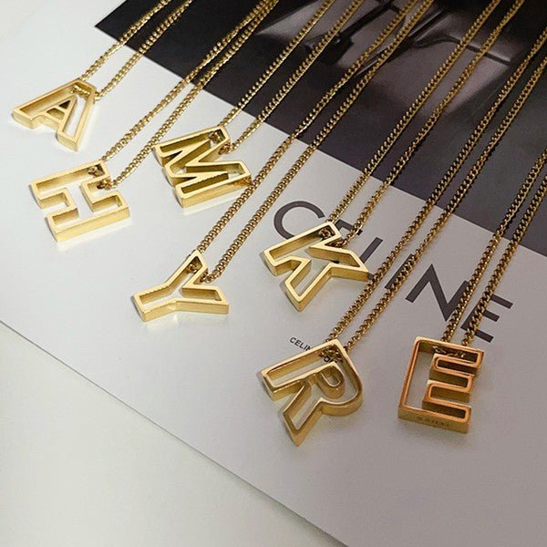 Cutout Initial Letter Personalized Necklace - Blu Lotus Boutique