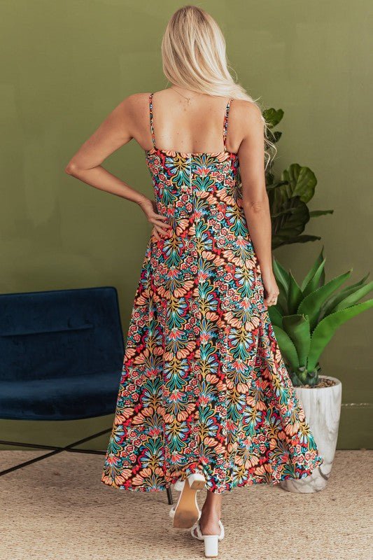 Danielle Boho Floral High Waist Maxi Dress - Blu Lotus Boutique