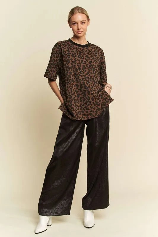 Davi & Dani Crinkled Textured Wide Leg Pants - Blu Lotus Boutique