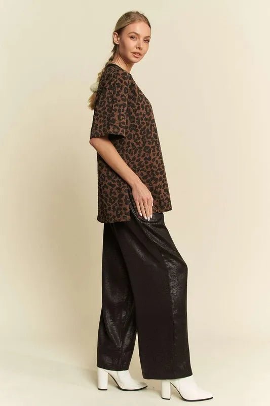 Davi & Dani Crinkled Textured Wide Leg Pants - Blu Lotus Boutique