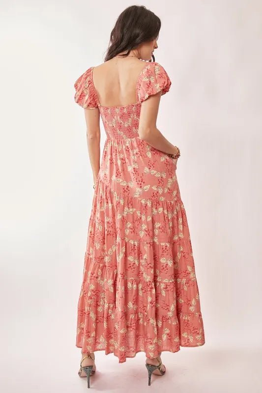 Davi & Dani Lightweight Sweetheart Neck Textured Tiered Maxi Dress - Blu Lotus Boutique