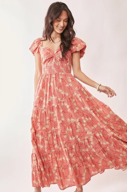 Davi & Dani Lightweight Sweetheart Neck Textured Tiered Maxi Dress - Blu Lotus Boutique
