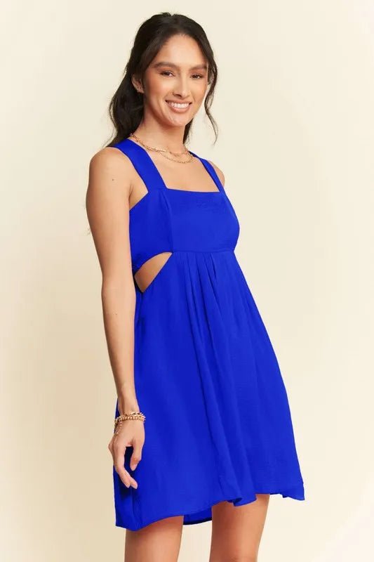 Davi & Dani Washed Satin Cutout Skirt Bandeau Mini Dress - Blu Lotus Boutique