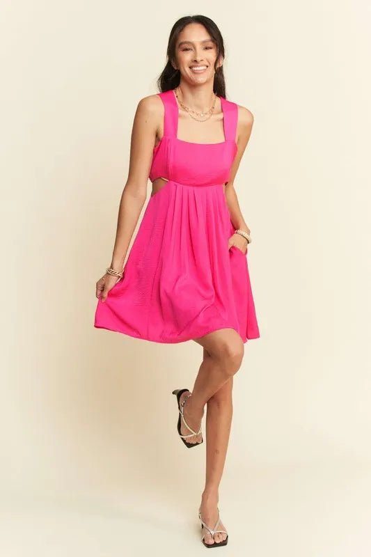 Davi & Dani Washed Satin Cutout Skirt Bandeau Mini Dress - Blu Lotus Boutique