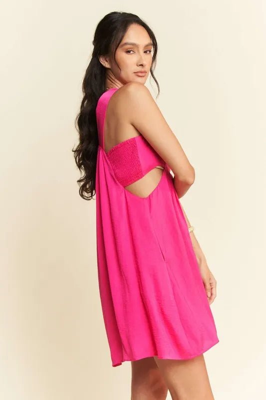 Davi & Dani Washed Satin Cutout Skirt Bandeau Mini Dress - Blu Lotus Boutique