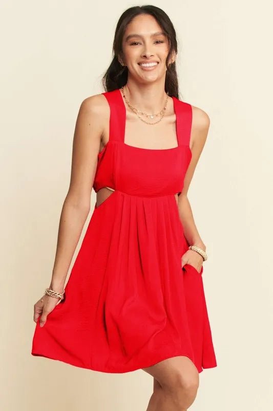 Davi & Dani Washed Satin Cutout Skirt Bandeau Mini Dress - Blu Lotus Boutique