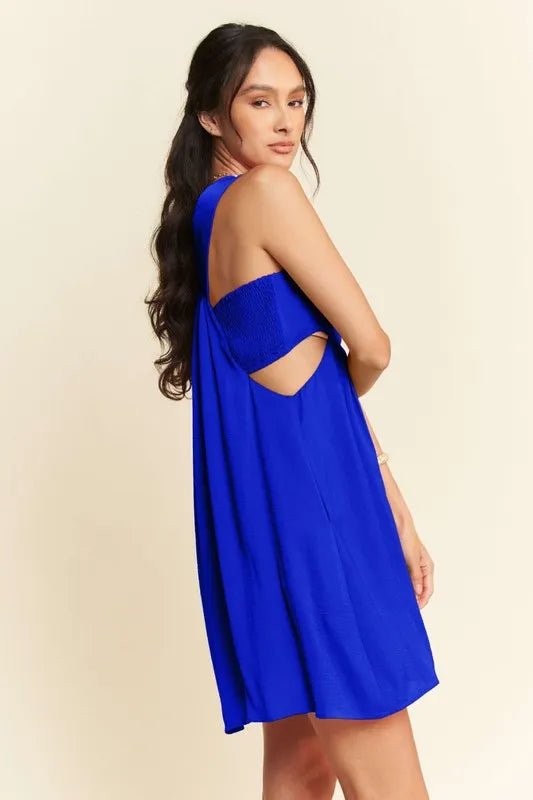 Davi & Dani Washed Satin Cutout Skirt Bandeau Mini Dress - Blu Lotus Boutique