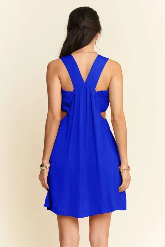 Davi & Dani Washed Satin Cutout Skirt Bandeau Mini Dress - Blu Lotus Boutique
