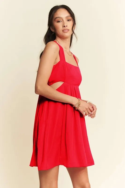 Davi & Dani Washed Satin Cutout Skirt Bandeau Mini Dress - Blu Lotus Boutique