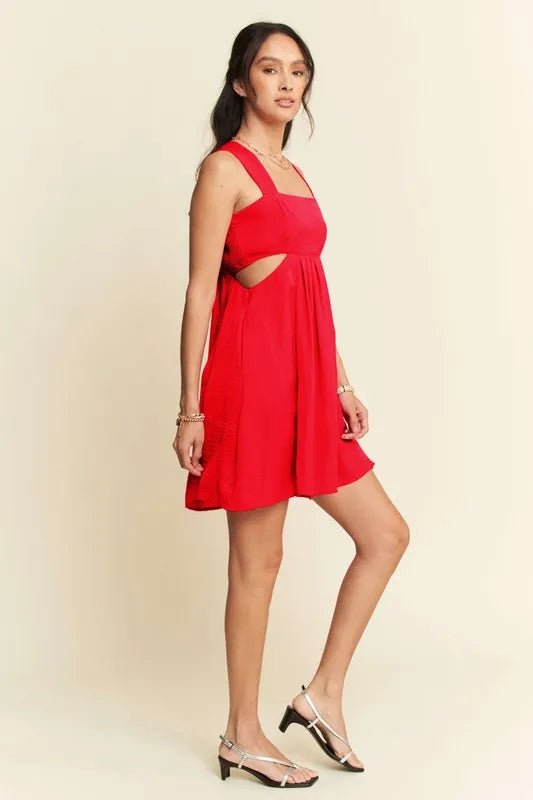 Davi & Dani Washed Satin Cutout Skirt Bandeau Mini Dress - Blu Lotus Boutique