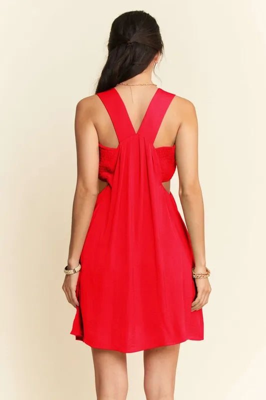 Davi & Dani Washed Satin Cutout Skirt Bandeau Mini Dress - Blu Lotus Boutique