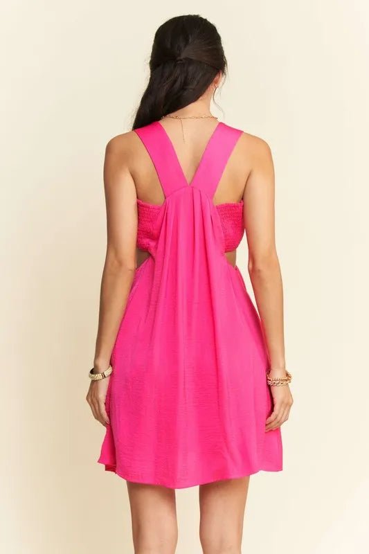 Davi & Dani Washed Satin Cutout Skirt Bandeau Mini Dress - Blu Lotus Boutique