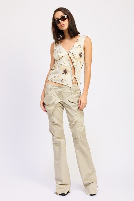 DEEP V NECK FLORAL BIAS TOP - Blu Lotus Boutique
