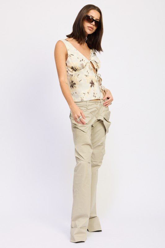DEEP V NECK FLORAL BIAS TOP - Blu Lotus Boutique