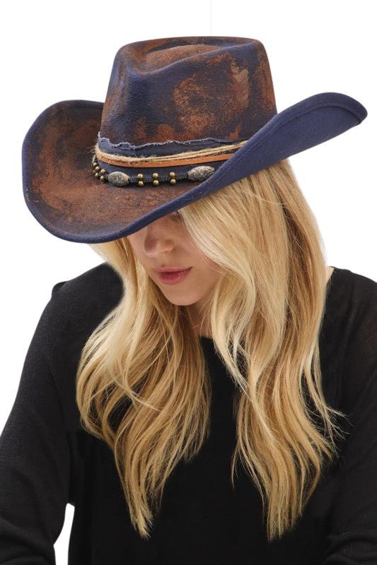 Distress Vintage Shapable Fedora Cowboy Hat - Blu Lotus Boutique