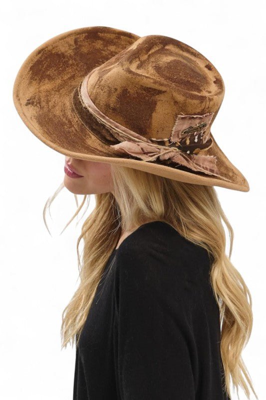 Distress Vintage Shapable Fedora Cowboy Hat - Blu Lotus Boutique