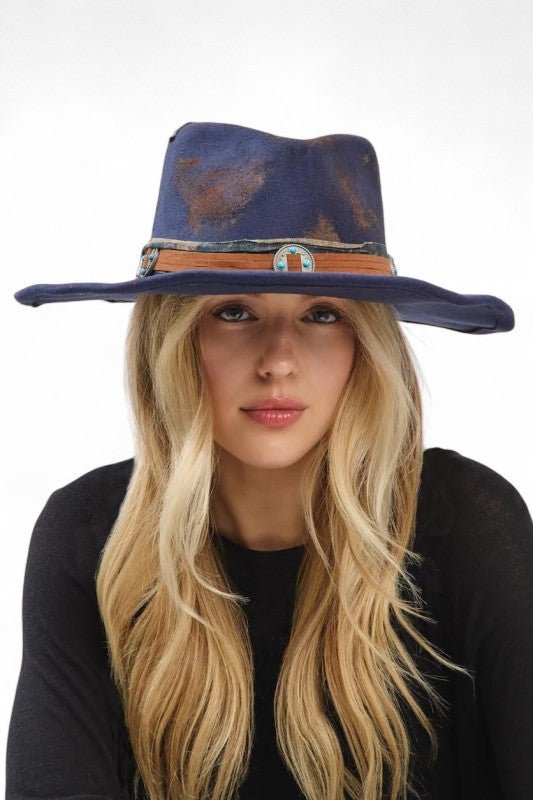 Distress Vintage Shapable Fedora Cowboy Hat - Blu Lotus Boutique