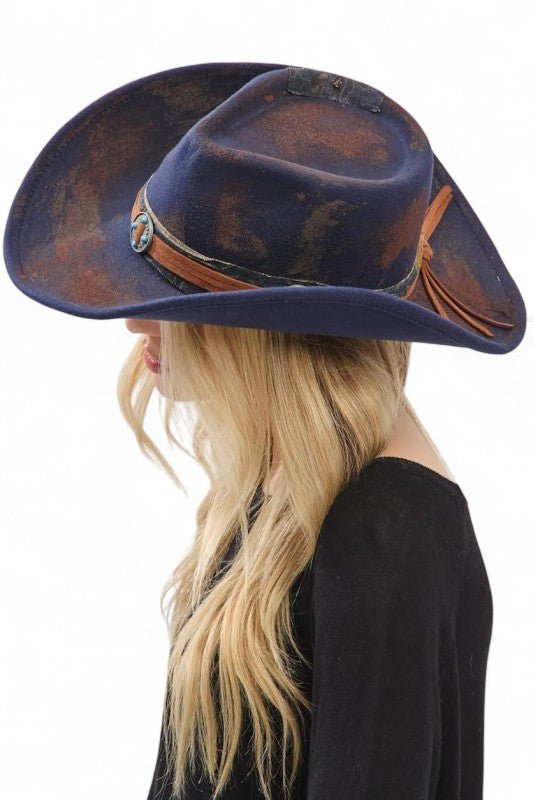 Distress Vintage Shapable Fedora Cowboy Hat - Blu Lotus Boutique