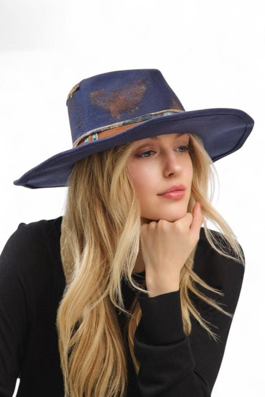 Distress Vintage Shapable Fedora Cowboy Hat - Blu Lotus Boutique