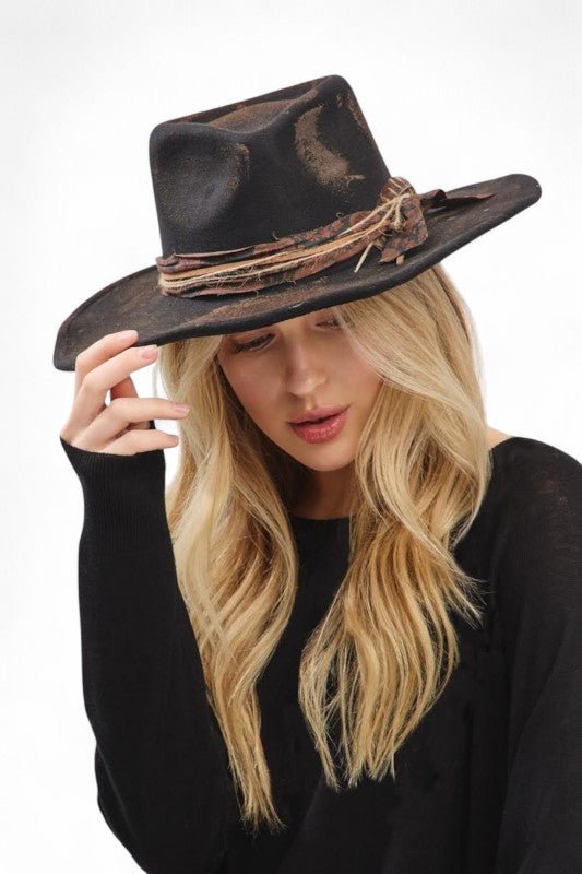 Distress Vintage Shapable Fedora Cowboy Hat Success - Blu Lotus Boutique