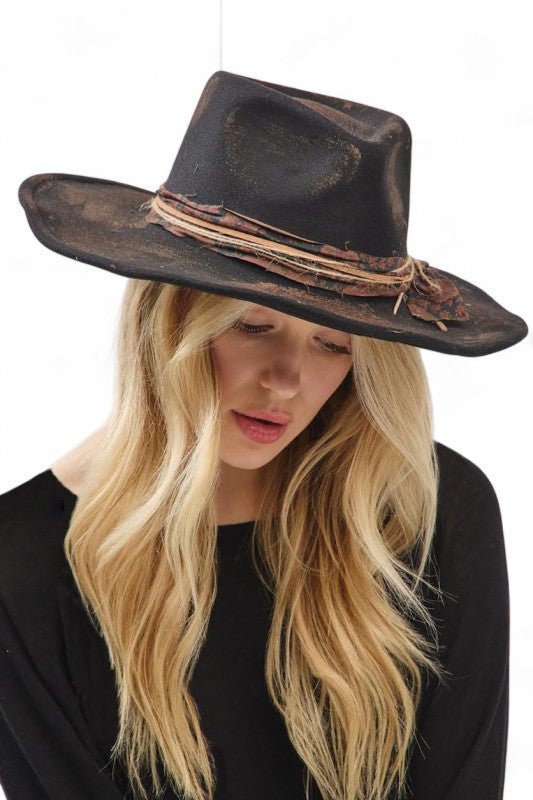 Distress Vintage Shapable Fedora Cowboy Hat Success - Blu Lotus Boutique