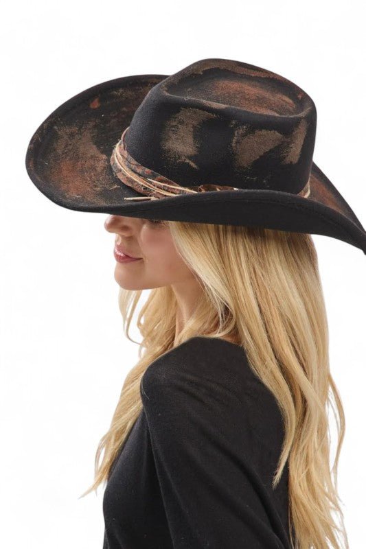 Distress Vintage Shapable Fedora Cowboy Hat Success - Blu Lotus Boutique
