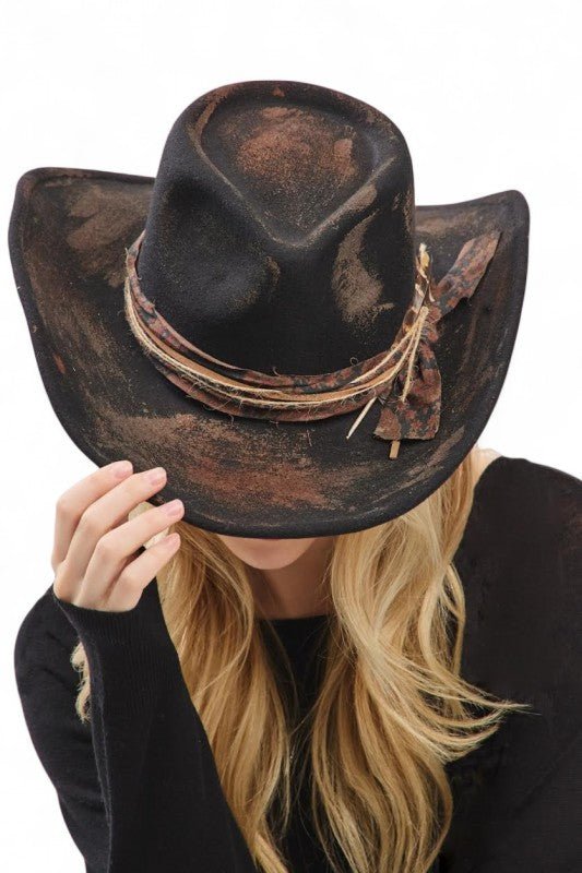 Distress Vintage Shapable Fedora Cowboy Hat Success - Blu Lotus Boutique