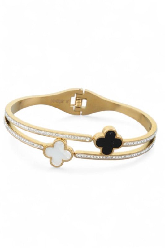 Double Clover Stainless Steel Bangle - Blu Lotus Boutique