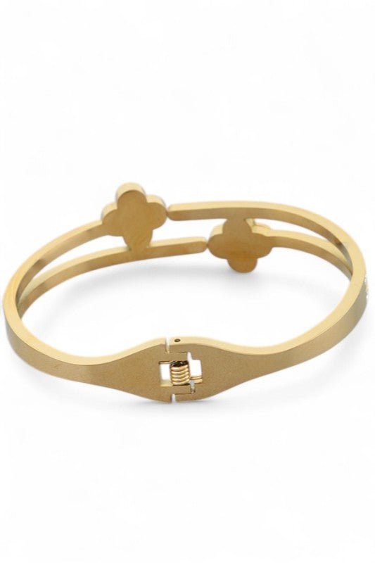 Double Clover Stainless Steel Bangle - Blu Lotus Boutique