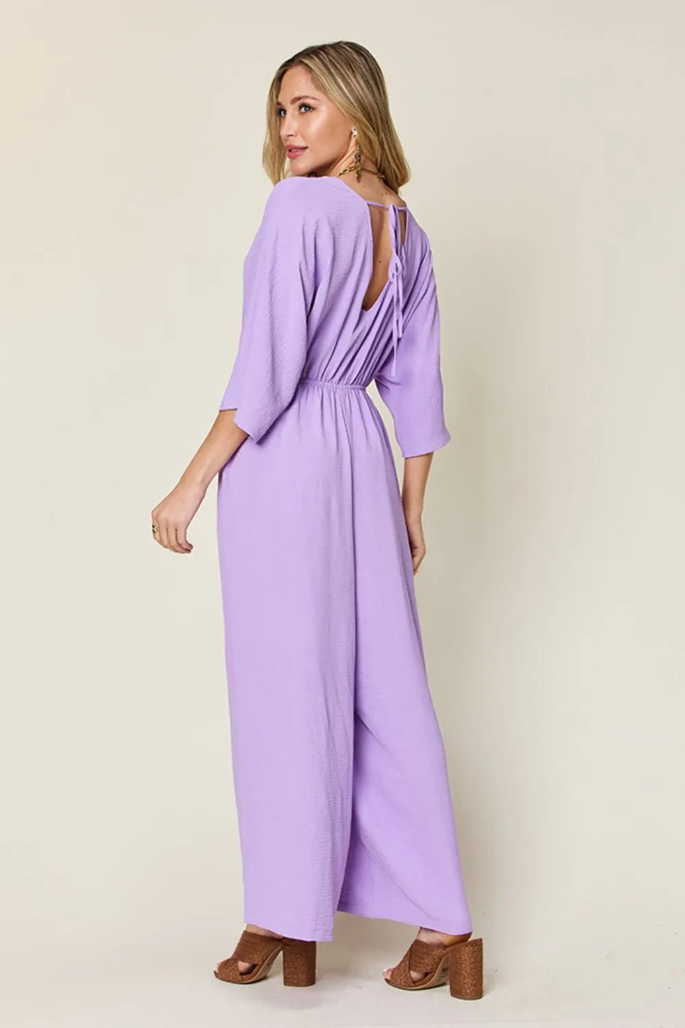 Double Take Full Size Surplice Wide Leg Jumpsuit with Pockets - Blu Lotus Boutique