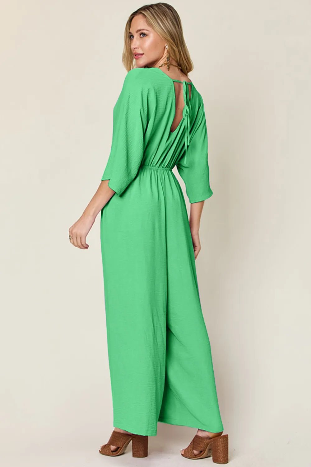 Double Take Full Size Surplice Wide Leg Jumpsuit with Pockets - Blu Lotus Boutique