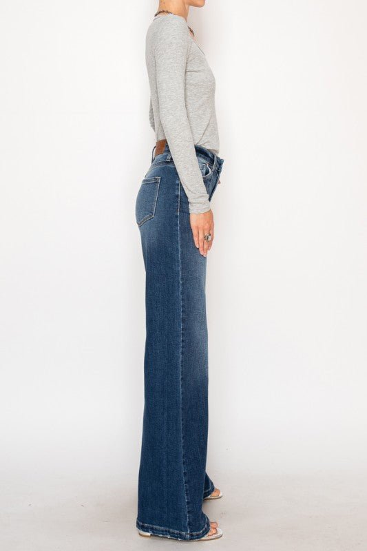 ECO FABRIC HIGH RISE RELAXED FLARED JEANS - Blu Lotus Boutique