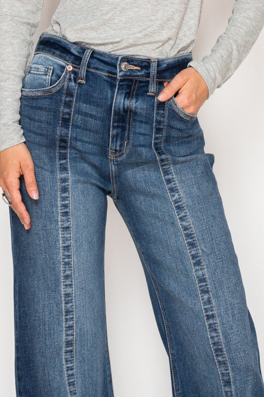 ECO FABRIC HIGH RISE RELAXED FLARED JEANS - Blu Lotus Boutique