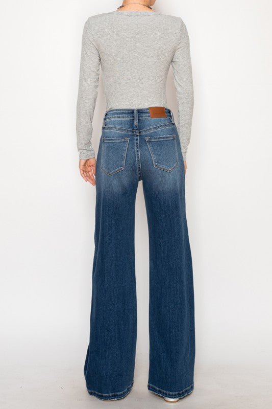 ECO FABRIC HIGH RISE RELAXED FLARED JEANS - Blu Lotus Boutique
