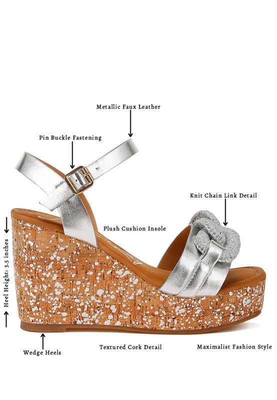 Emelda Chain Link Detail Wedge Sandals - Blu Lotus Boutique