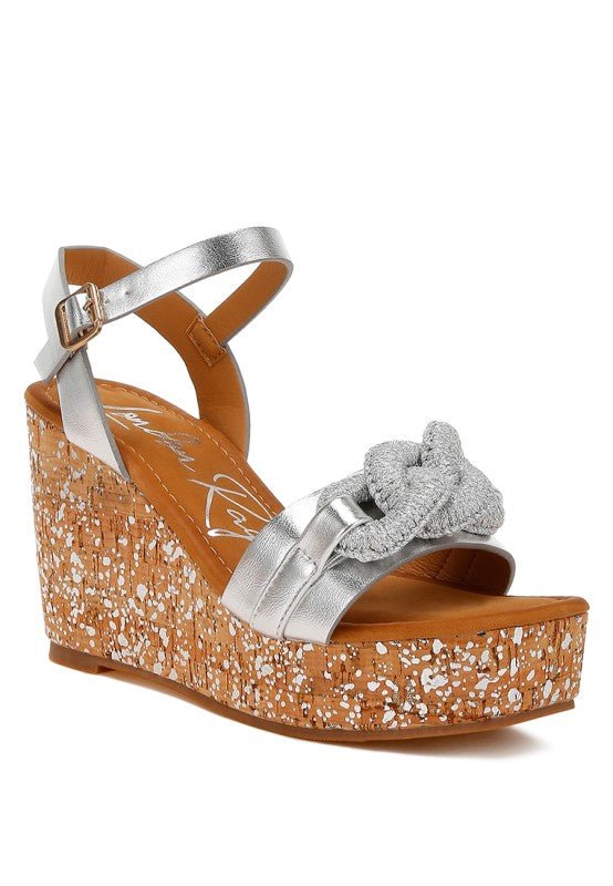 Emelda Chain Link Detail Wedge Sandals - Blu Lotus Boutique