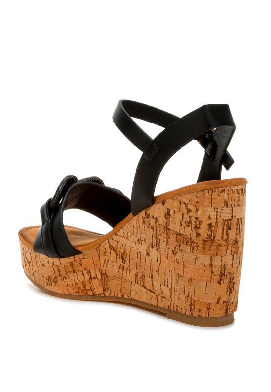 Emelda Cushion Chain Pin Buckle Wedges - Blu Lotus Boutique