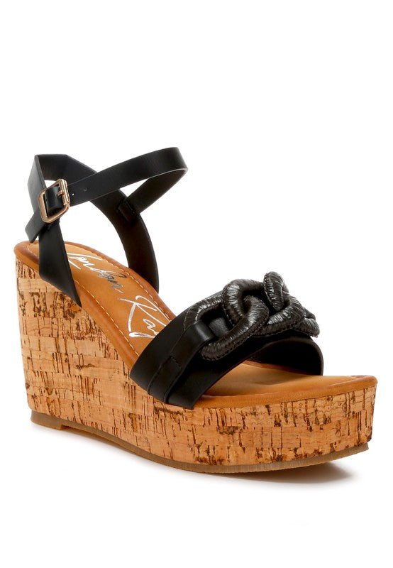 Emelda Cushion Chain Pin Buckle Wedges - Blu Lotus Boutique