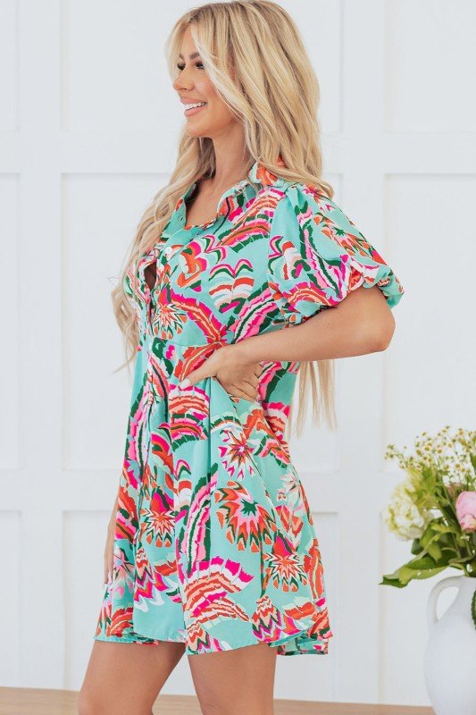 Erin Lace - up High Waist Buttoned Mini Dress - Blu Lotus Boutique