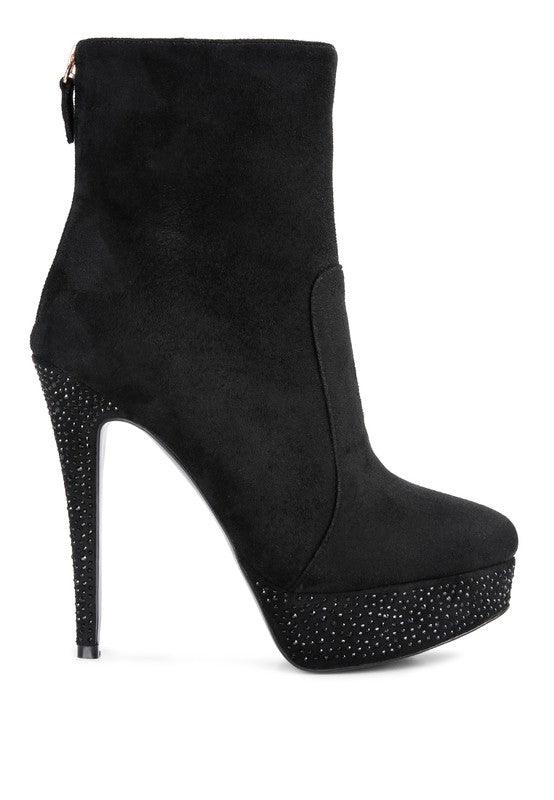 Espiree Microfiber High Heeled Ankle Boots - Blu Lotus Boutique