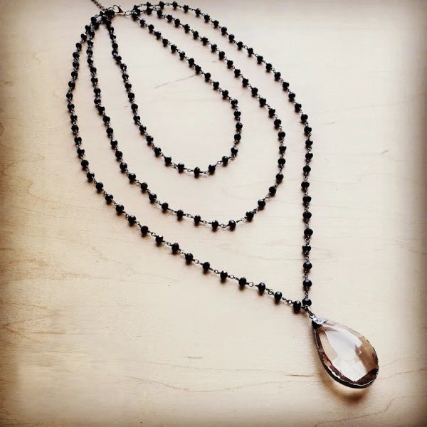 Faceted Glass Triple Strand Necklace w/ Glass - Blu Lotus Boutique