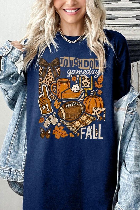Fall Football Collage Graphic Heavy Cotton Tee - Blu Lotus Boutique
