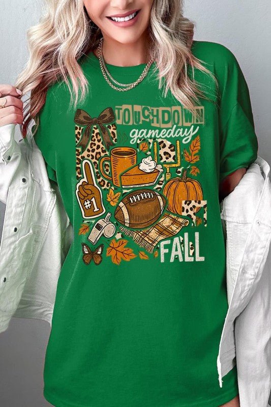 Fall Football Collage Graphic Heavy Cotton Tee - Blu Lotus Boutique