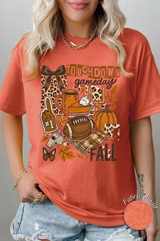 Fall Football Collage Graphic Heavy Cotton Tee - Blu Lotus Boutique