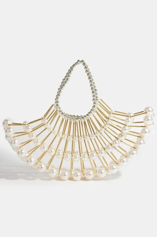 Fame Pearl and Metallic Tube Crescent Handbag - Blu Lotus Boutique