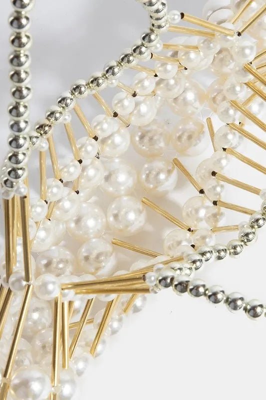 Fame Pearl and Metallic Tube Crescent Handbag - Blu Lotus Boutique